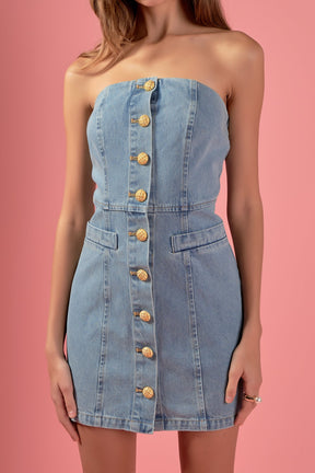 ENGLISH FACTORY - English Factory - Denim Tube Mini Dress - DRESSES available at Objectrare