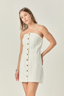 ENGLISH FACTORY - Vivienne Denim Tube Mini Dress - DRESSES available at Objectrare