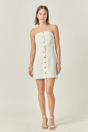 ENGLISH FACTORY - Vivienne Denim Tube Mini Dress - DRESSES available at Objectrare