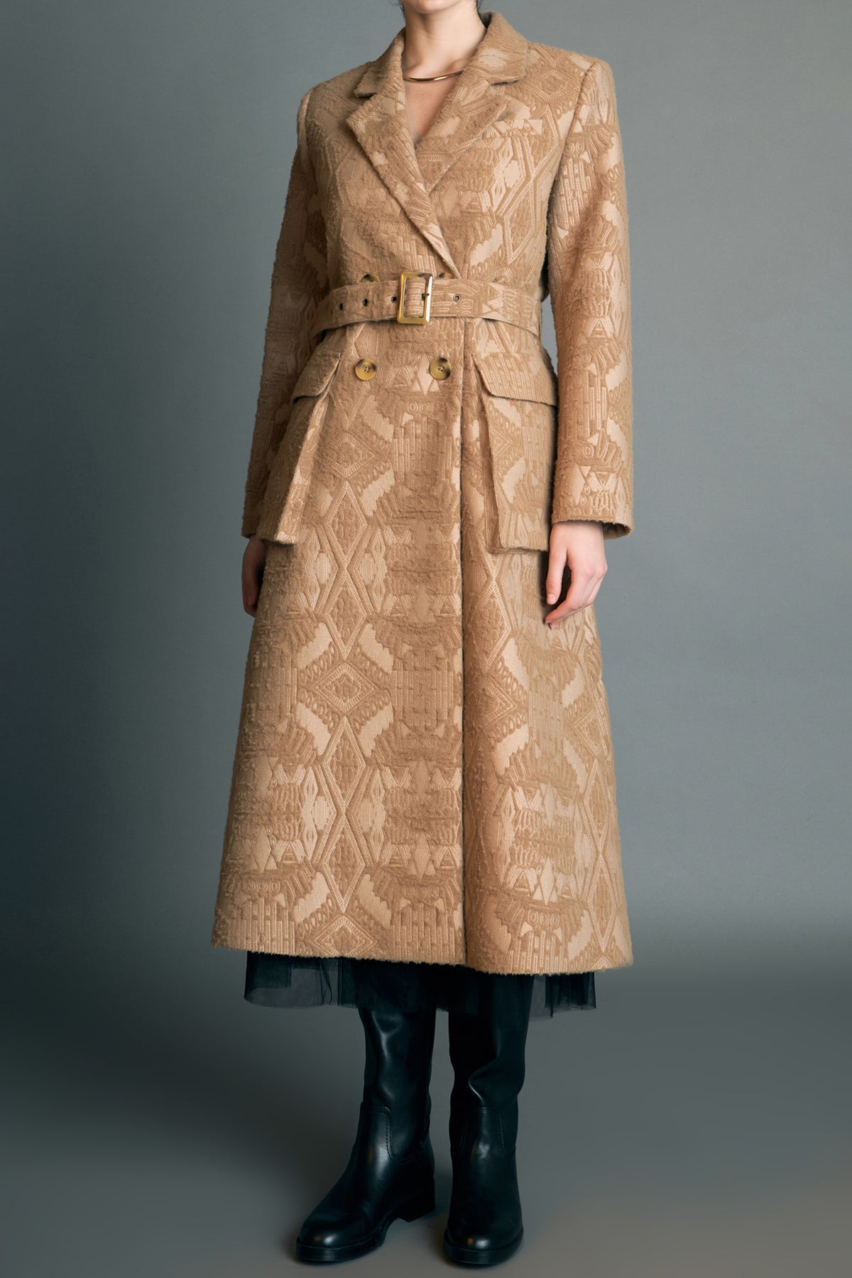 ENGLISH FACTORY - Premium Wool Brocade Swing Coat - COATS available at Objectrare