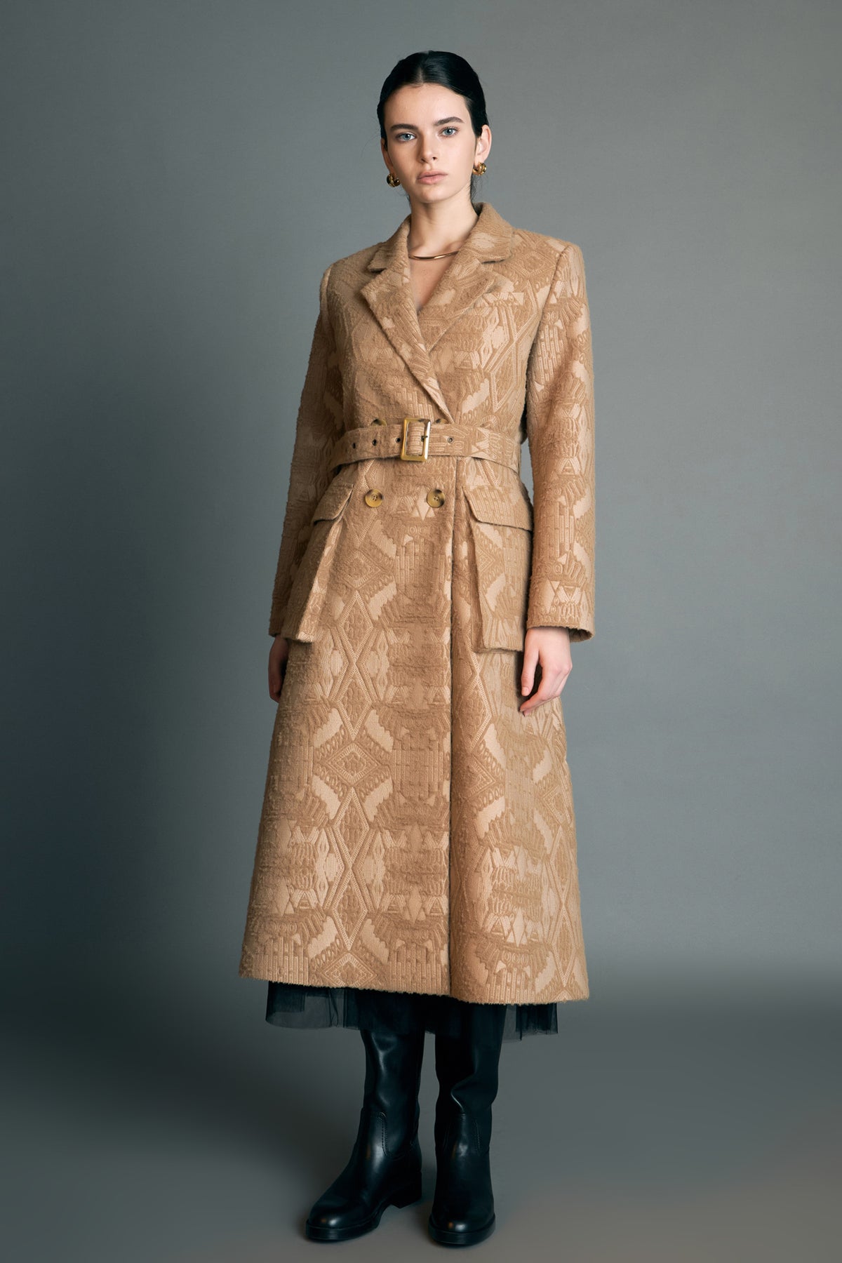 ENGLISH FACTORY - Premium Wool Brocade Swing Coat - COATS available at Objectrare