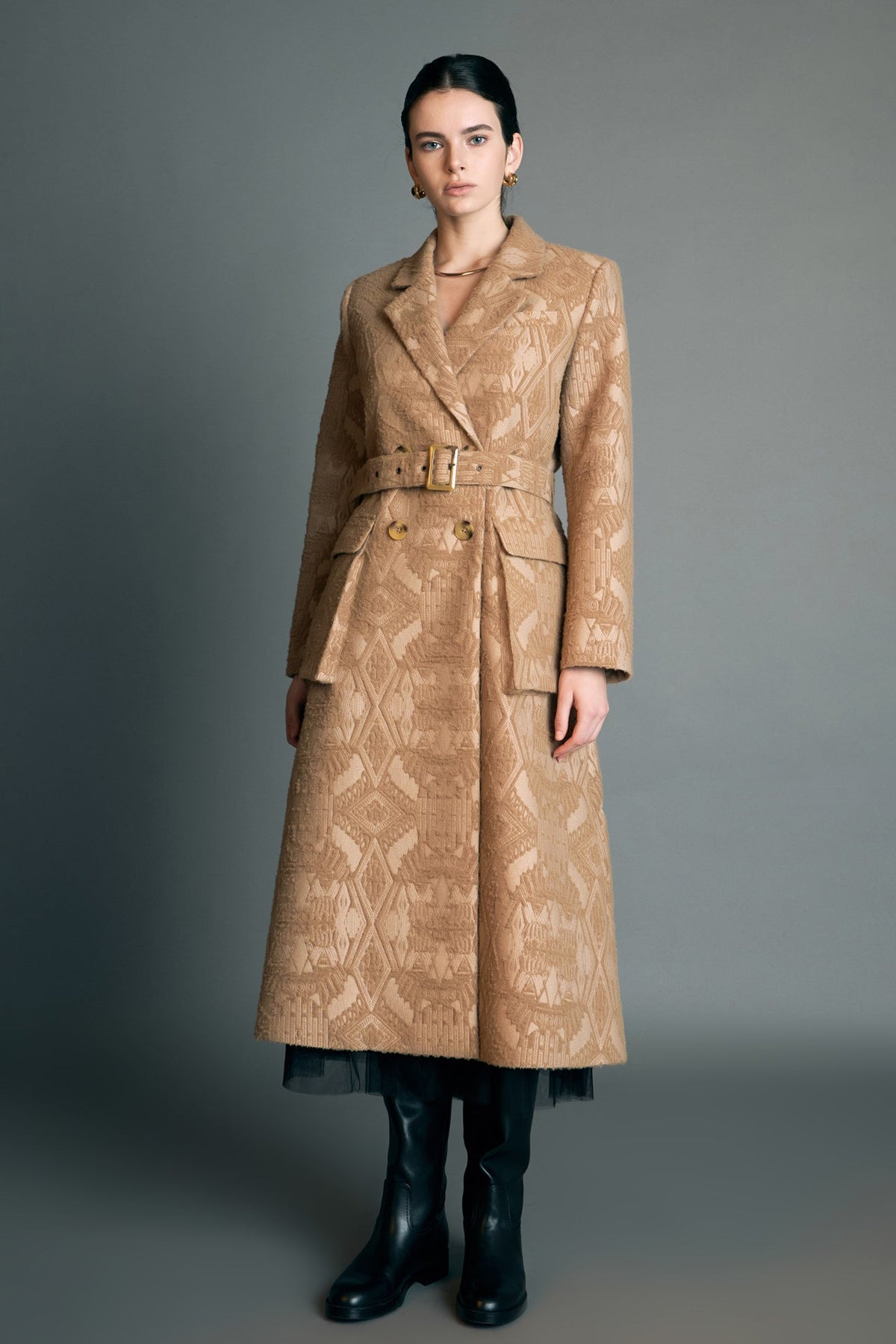 ENGLISH FACTORY - Premium Wool Brocade Swing Coat - COATS available at Objectrare