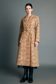 ENGLISH FACTORY - English Factory - Premium Wool Brocade Swing Coat - COATS available at Objectrare