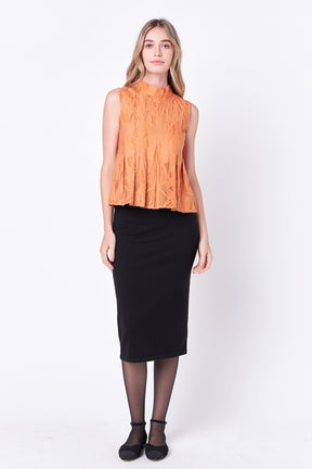 ENGLISH FACTORY - Burnout Pleated sleeveless Top - TOPS available at Objectrare