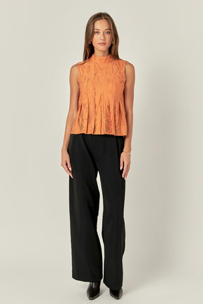 ENGLISH FACTORY - Burnout Pleated sleeveless Top - TOPS available at Objectrare