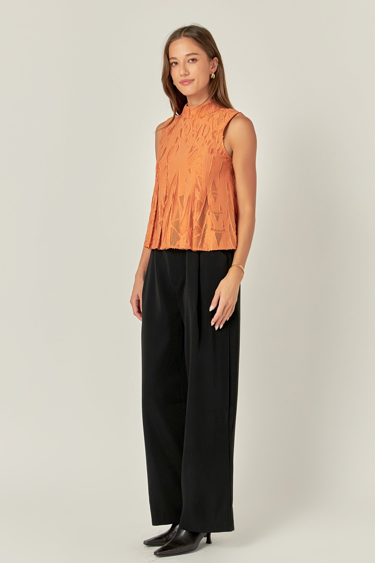 ENGLISH FACTORY - Burnout Pleated sleeveless Top - TOPS available at Objectrare