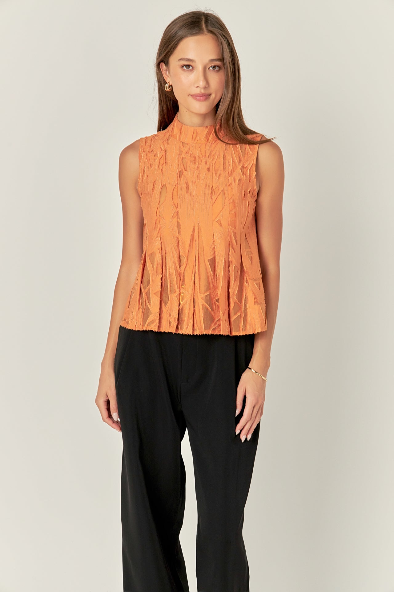 ENGLISH FACTORY - Burnout Pleated sleeveless Top - TOPS available at Objectrare