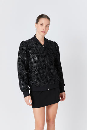 ENDLESS ROSE - Velvet Sequin Bomber Jacket - JACKETS available at Objectrare