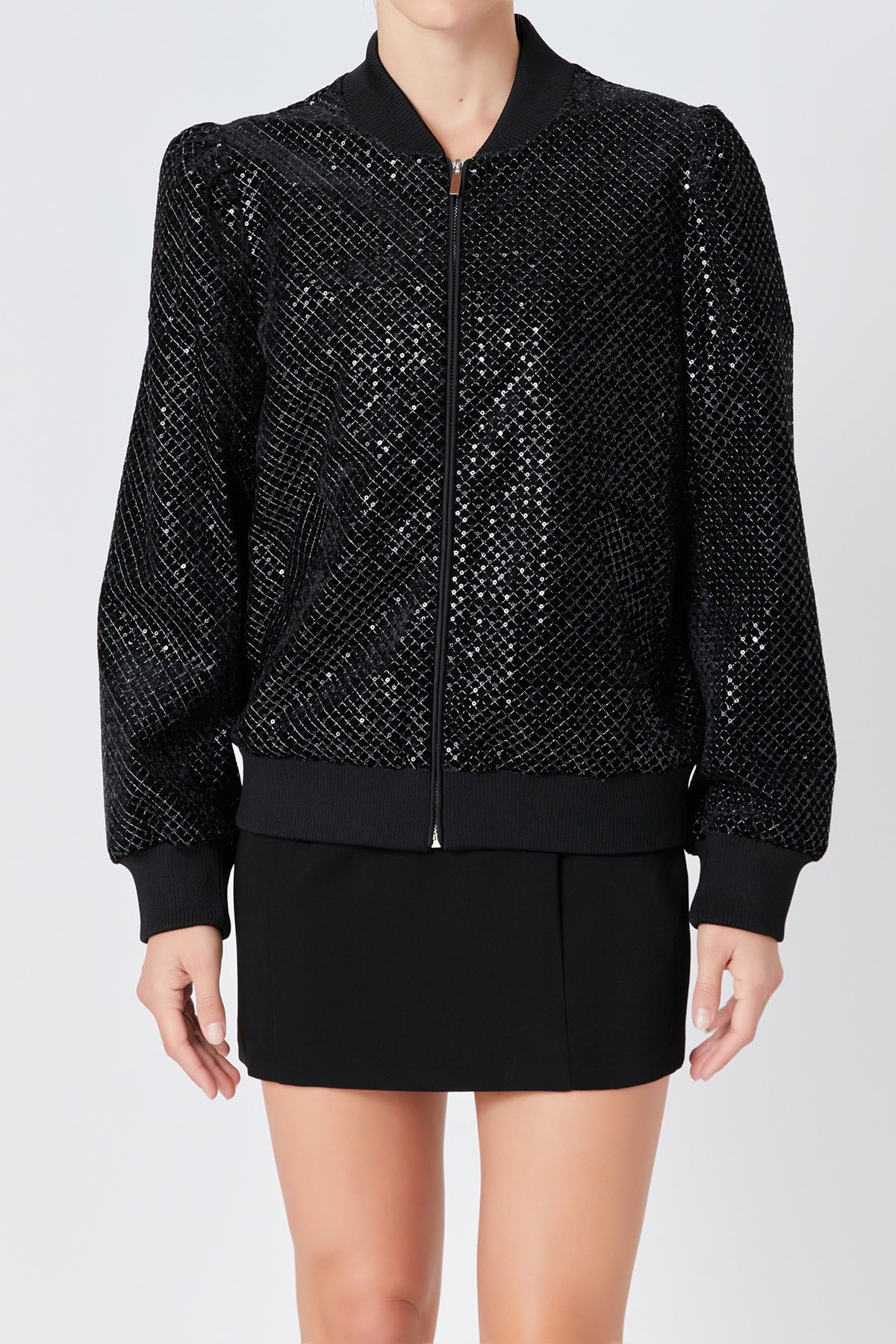 ENDLESS ROSE - Velvet Sequin Bomber Jacket - JACKETS available at Objectrare