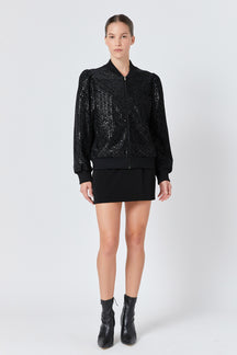 ENDLESS ROSE - Velvet Sequin Bomber Jacket - JACKETS available at Objectrare