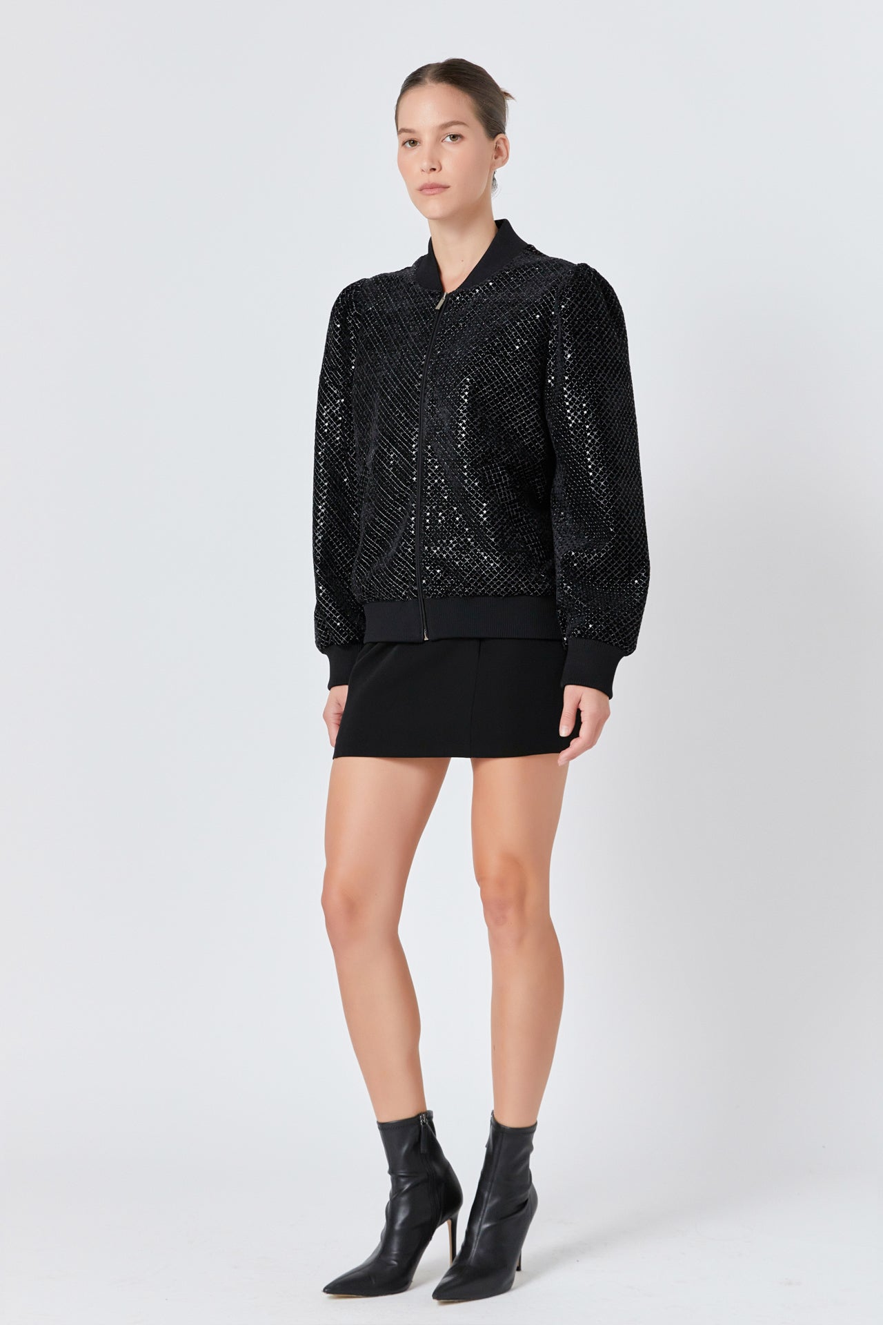 ENDLESS ROSE - Velvet Sequin Bomber Jacket - JACKETS available at Objectrare