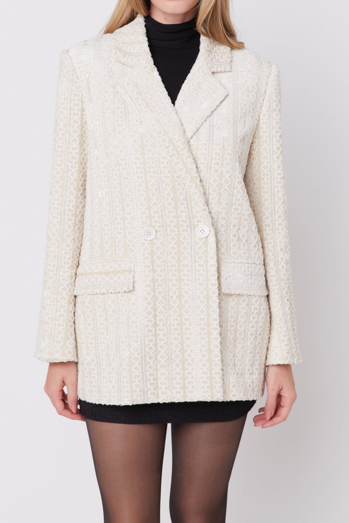 ENGLISH FACTORY - Embellished Velvet Belted Blazer Dress - BLAZERS available at Objectrare