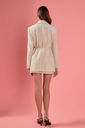 ENGLISH FACTORY - Embellished Velvet Belted Blazer Dress - BLAZERS available at Objectrare