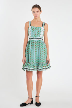 ENGLISH FACTORY - Boucle Square Neck Mini Dress With Ric Rac Trim - DRESSES available at Objectrare