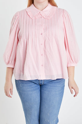 ENGLISH FACTORY - Plus Size Ruffled Collar Blouse - BLOUSES available at Objectrare