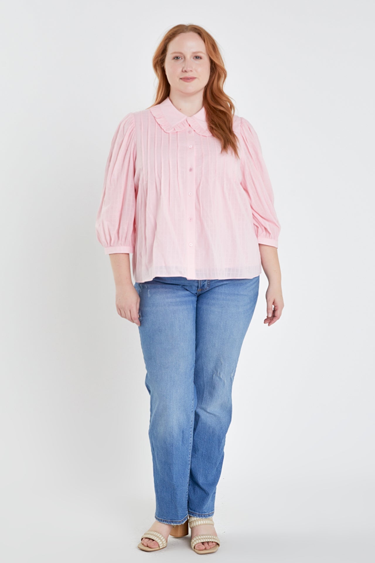 ENGLISH FACTORY - Plus Size Ruffled Collar Blouse - BLOUSES available at Objectrare