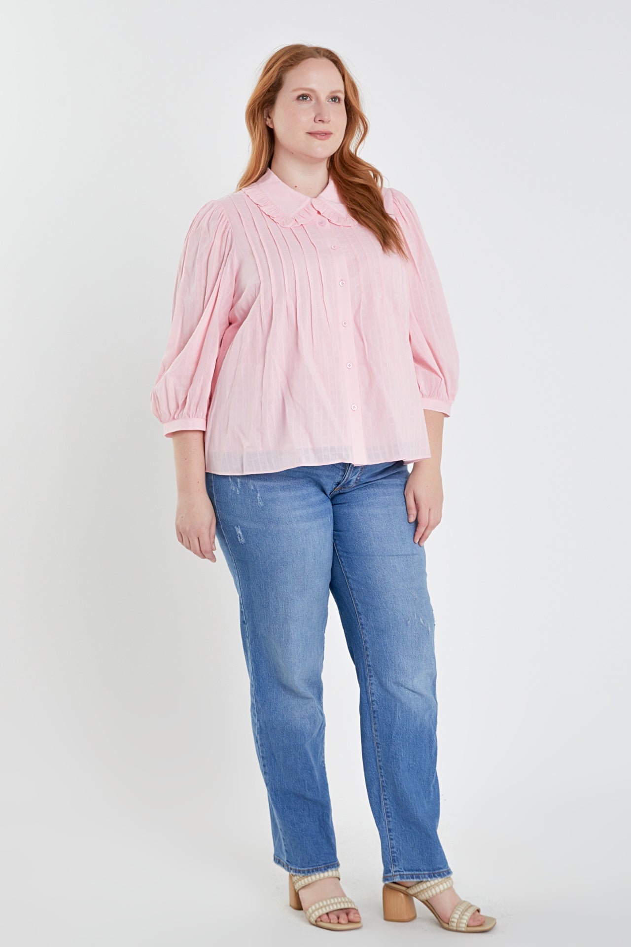 ENGLISH FACTORY - Plus Size Ruffled Collar Blouse - BLOUSES available at Objectrare