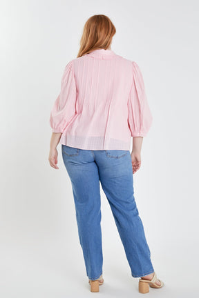 ENGLISH FACTORY - Plus Size Ruffled Collar Blouse - BLOUSES available at Objectrare
