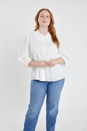 Plus Size Ruffled Collar Blouse