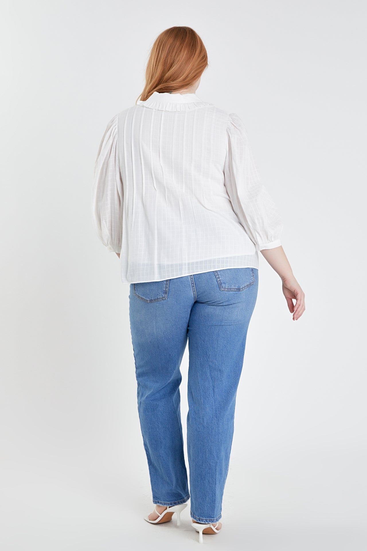 ENGLISH FACTORY - Plus Size Ruffled Collar Blouse - BLOUSES available at Objectrare