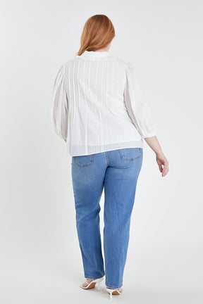 ENGLISH FACTORY - Plus Size Ruffled Collar Blouse - BLOUSES available at Objectrare
