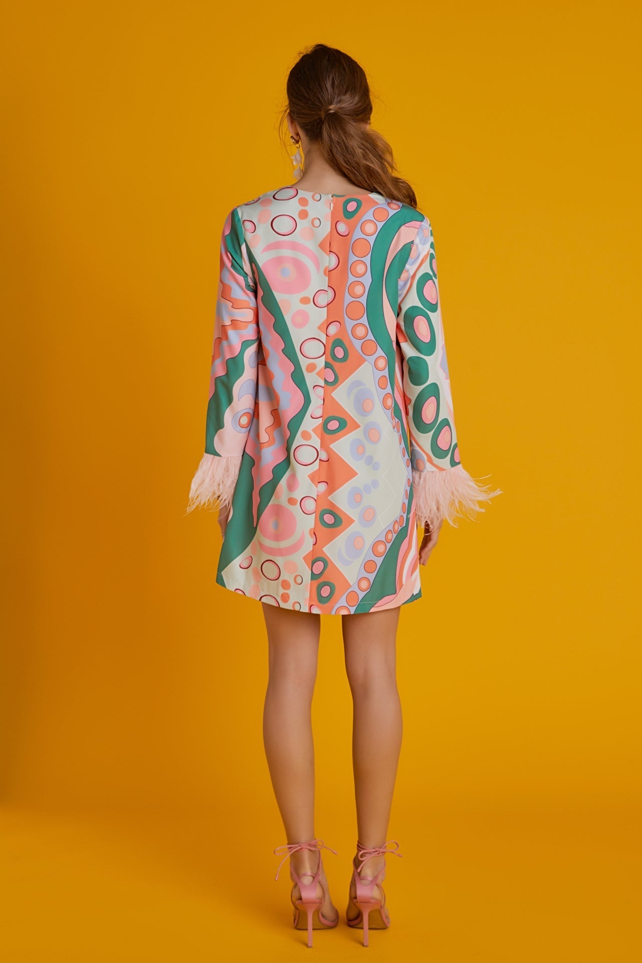 ENGLISH FACTORY - Print Mini Tunic Dress With Feather - DRESSES available at Objectrare