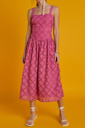 ENGLISH FACTORY - Embroidered Lace Sleeveless Midi Dress - DRESSES available at Objectrare
