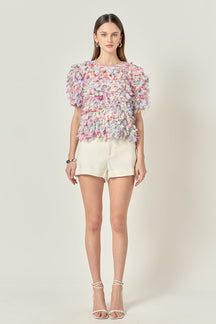 ENGLISH FACTORY - Premium Textured Ribbon Top - BLOUSES available at Objectrare