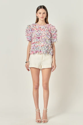 ENGLISH FACTORY - Premium Textured Ribbon Top - BLOUSES available at Objectrare