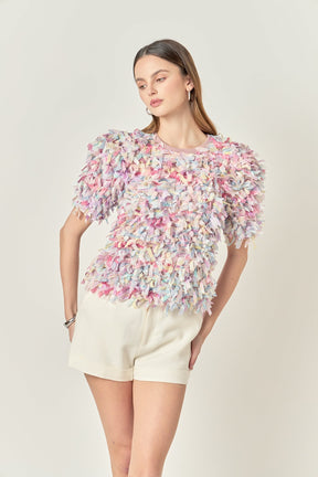 ENGLISH FACTORY - Premium Textured Ribbon Top - BLOUSES available at Objectrare
