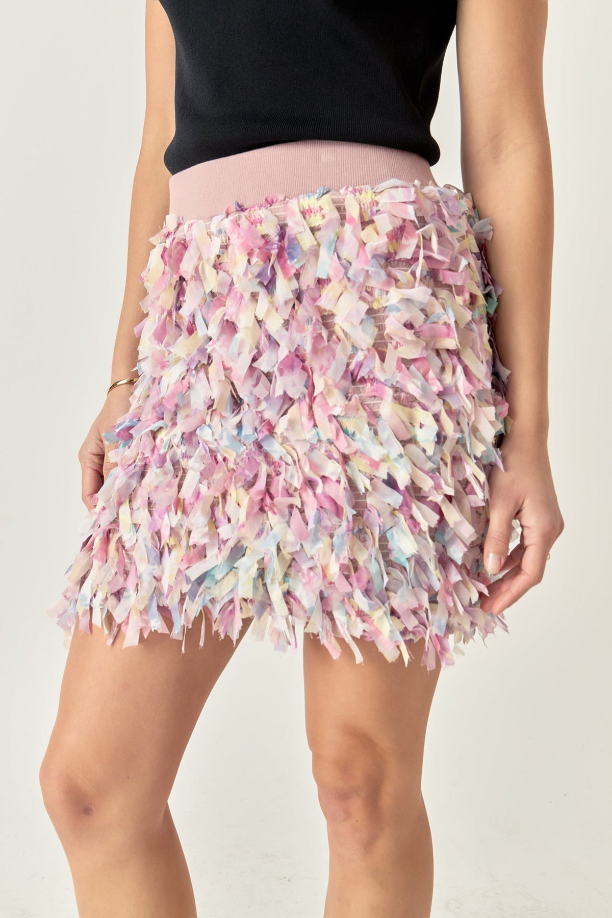 ENGLISH FACTORY - English Factory - Premium Textured Ribbon High Waisted Mini Skirt - SKIRTS available at Objectrare