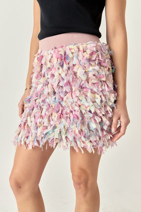 ENGLISH FACTORY - Premium Textured Ribbon High Waisted Mini Skirt - SKIRTS available at Objectrare