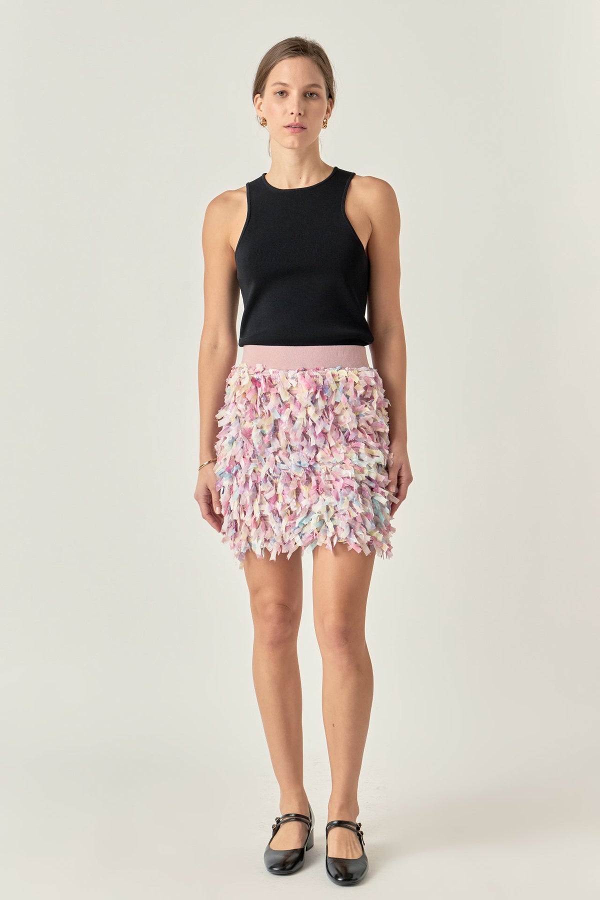 ENGLISH FACTORY - Premium Textured Ribbon High Waisted Mini Skirt - SKIRTS available at Objectrare