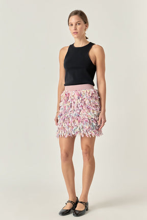 ENGLISH FACTORY - Premium Textured Ribbon High Waisted Mini Skirt - SKIRTS available at Objectrare