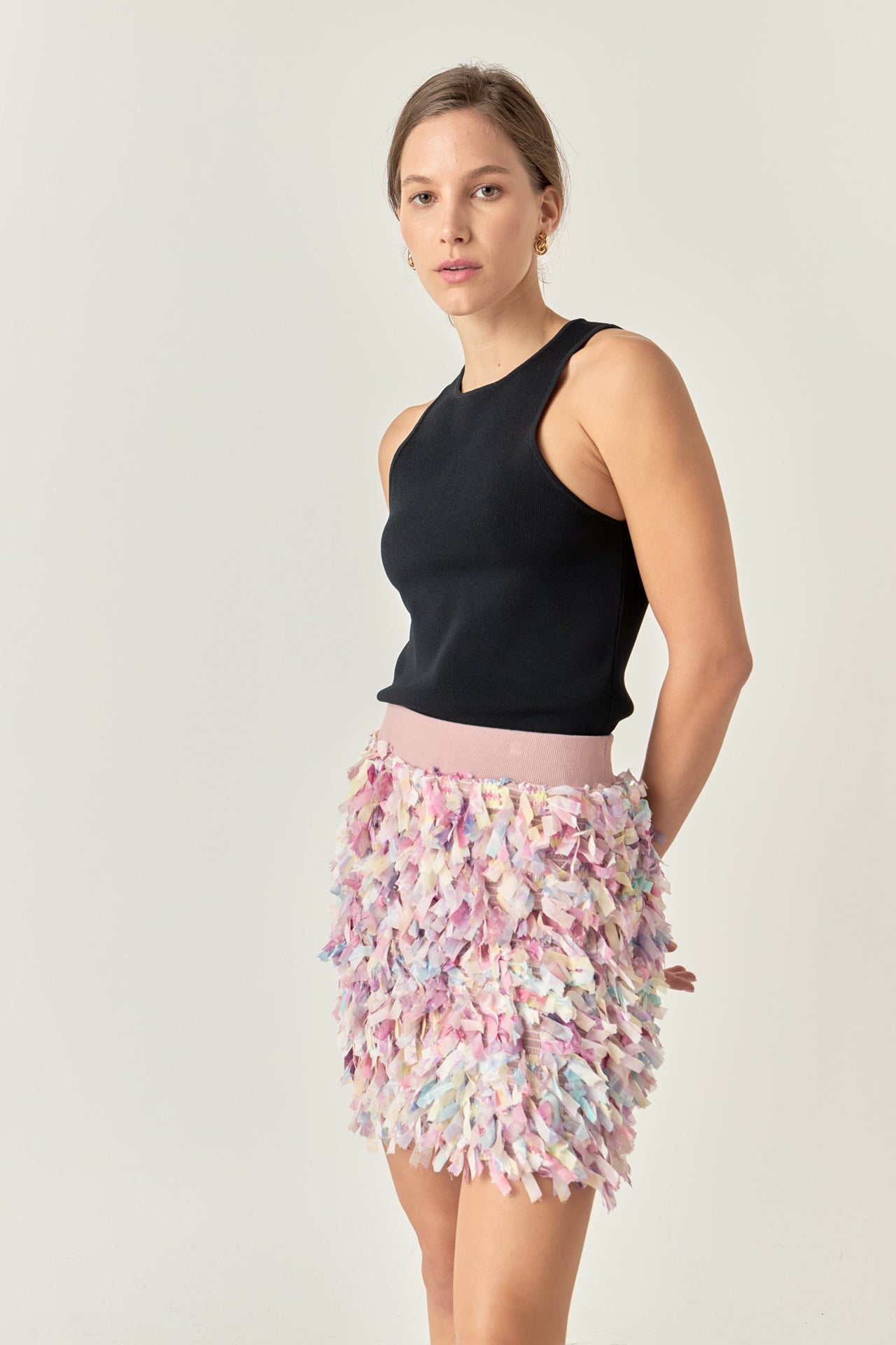 ENGLISH FACTORY - English Factory - Premium Textured Ribbon High Waisted Mini Skirt - SKIRTS available at Objectrare