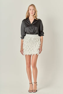 ENGLISH FACTORY - Premium Textured Ribbon High Waisted Mini Skirt - SKIRTS available at Objectrare