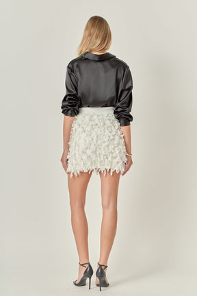 ENGLISH FACTORY - Premium Textured Ribbon High Waisted Mini Skirt - SKIRTS available at Objectrare