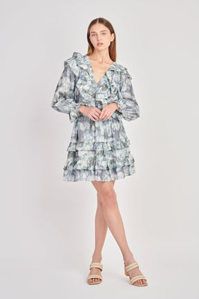 ENGLISH FACTORY - Ruffle Detail Long Sleeve Mini Dress - DRESSES available at Objectrare