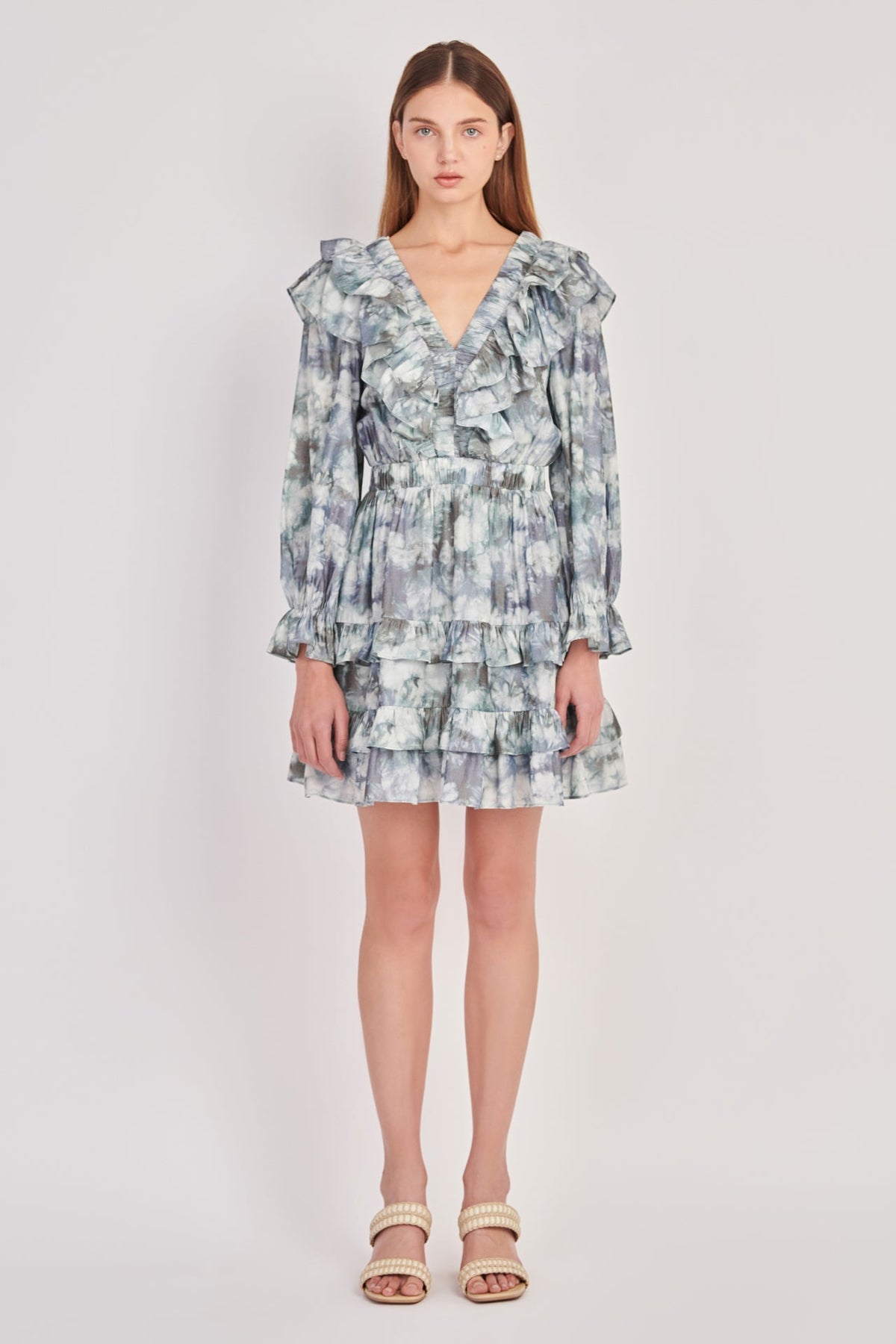 ENGLISH FACTORY - Ruffle Detail Long Sleeve Mini Dress - DRESSES available at Objectrare