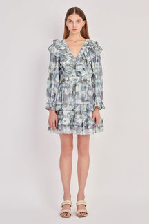 ENGLISH FACTORY - Ruffle Detail Long Sleeve Mini Dress - DRESSES available at Objectrare