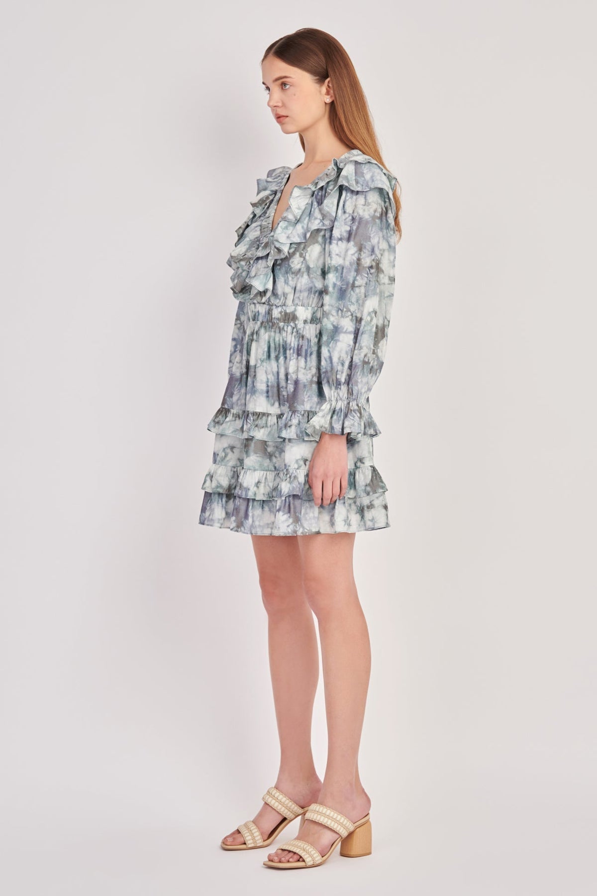 ENGLISH FACTORY - Ruffle Detail Long Sleeve Mini Dress - DRESSES available at Objectrare
