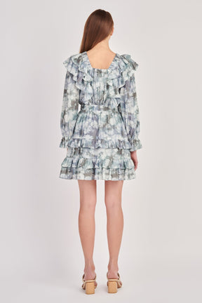 ENGLISH FACTORY - Ruffle Detail Long Sleeve Mini Dress - DRESSES available at Objectrare