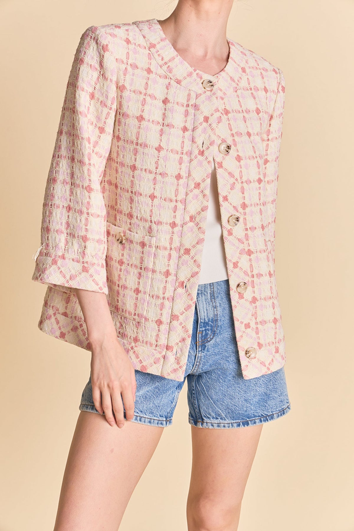 ENGLISH FACTORY - Tweed Boxy Jacket - JACKETS available at Objectrare