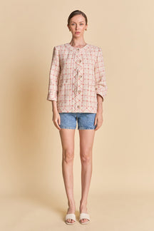 ENGLISH FACTORY - Textured Tweed Boxy Jacket - JACKETS available at Objectrare