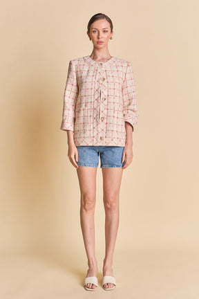 ENGLISH FACTORY - Textured Tweed Boxy Jacket - JACKETS available at Objectrare