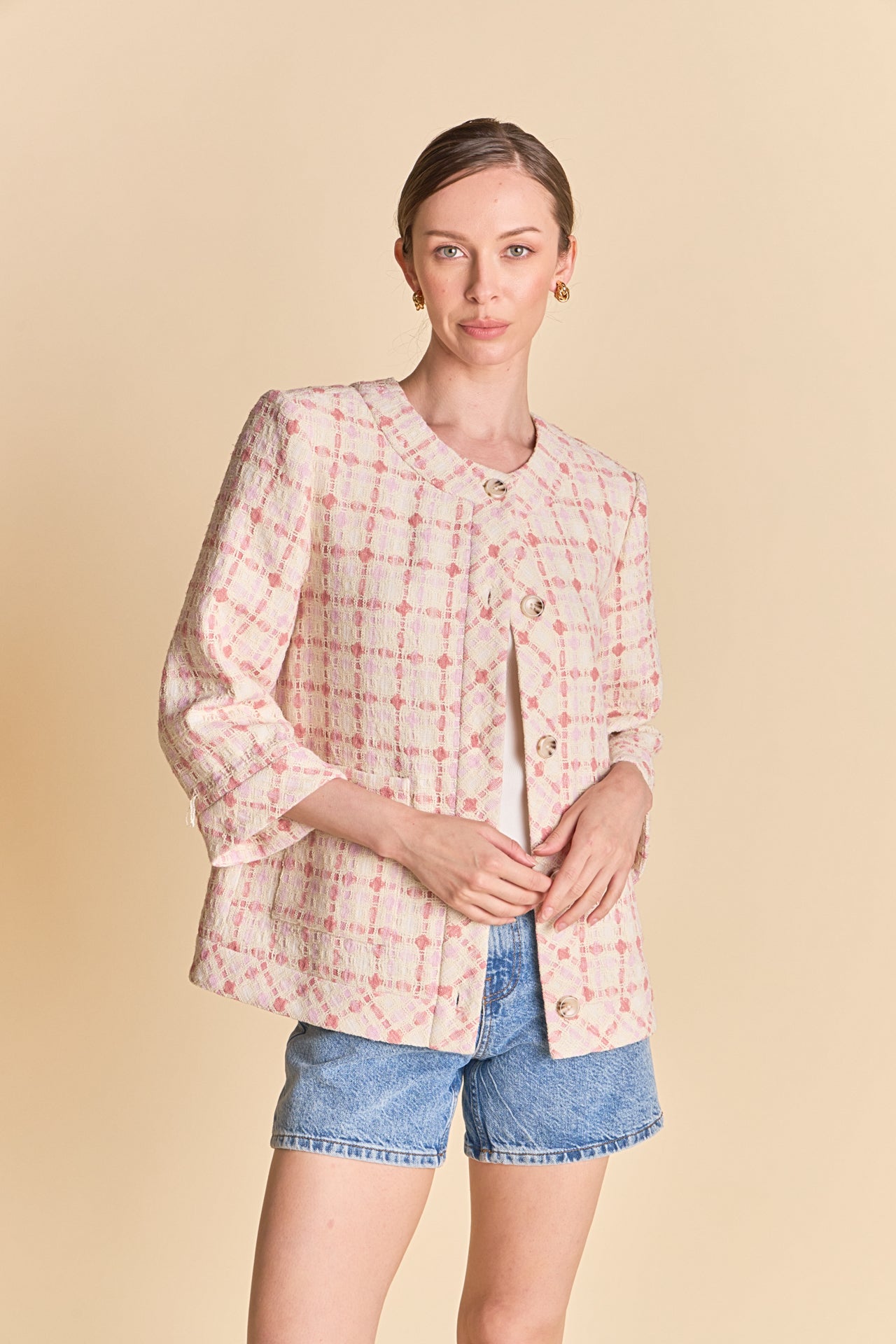 ENGLISH FACTORY - Tweed Boxy Jacket - JACKETS available at Objectrare