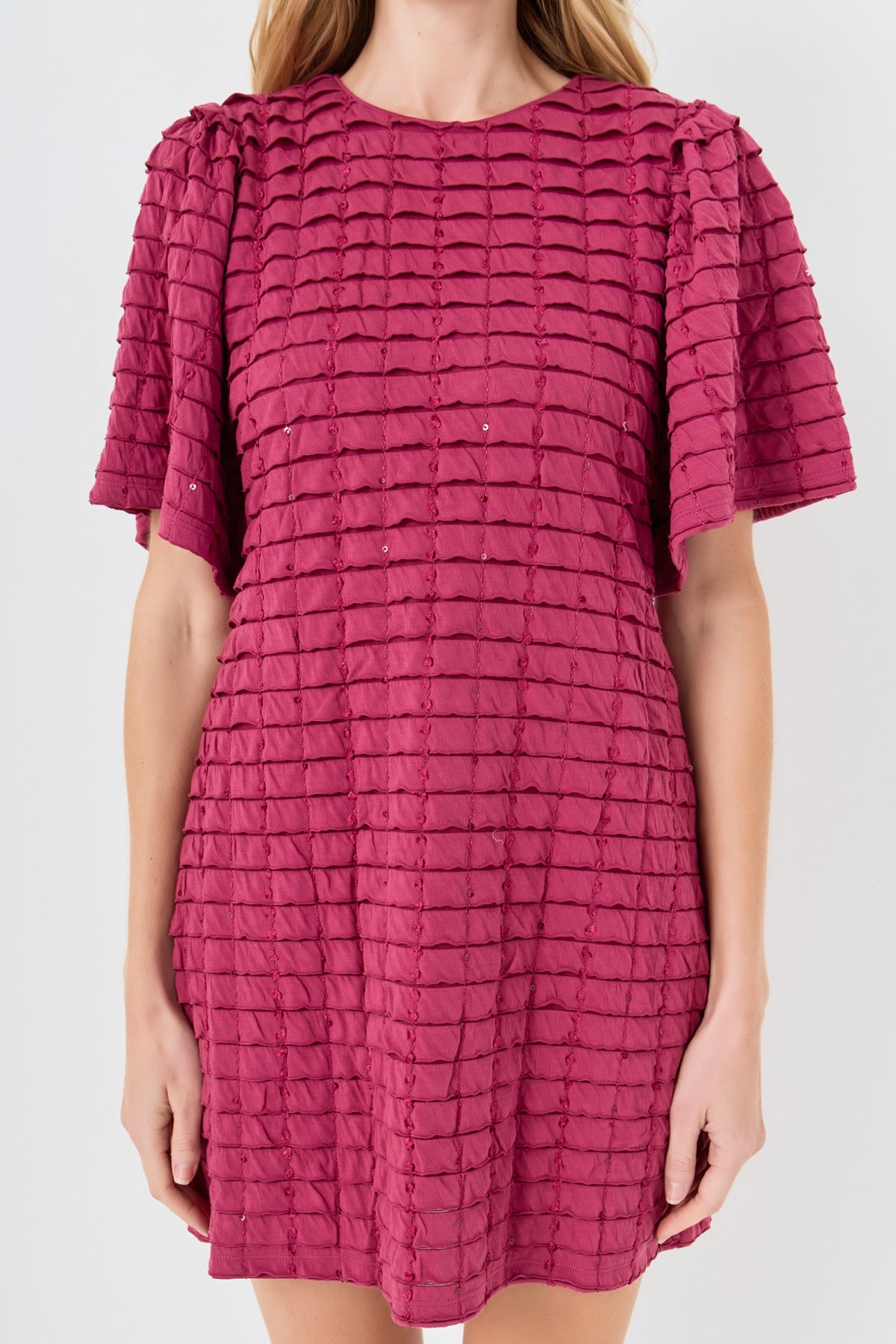Tiered Jersey Mini Dress With Embroidery