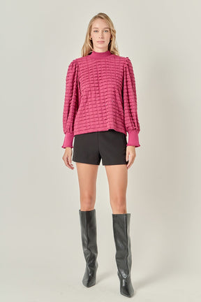 ENGLISH FACTORY - Tiered Jersey Top Mock Neck Blouse - BLOUSES available at Objectrare