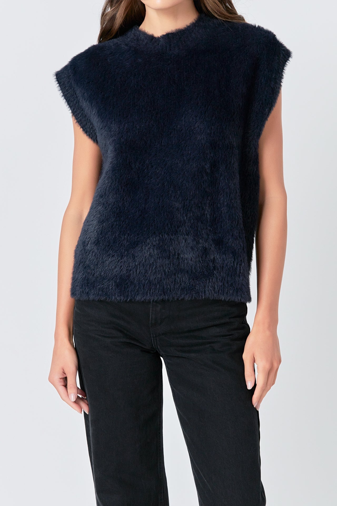 ENGLISH FACTORY - English Factory - Feather Plush Knit Vest - VEST available at Objectrare