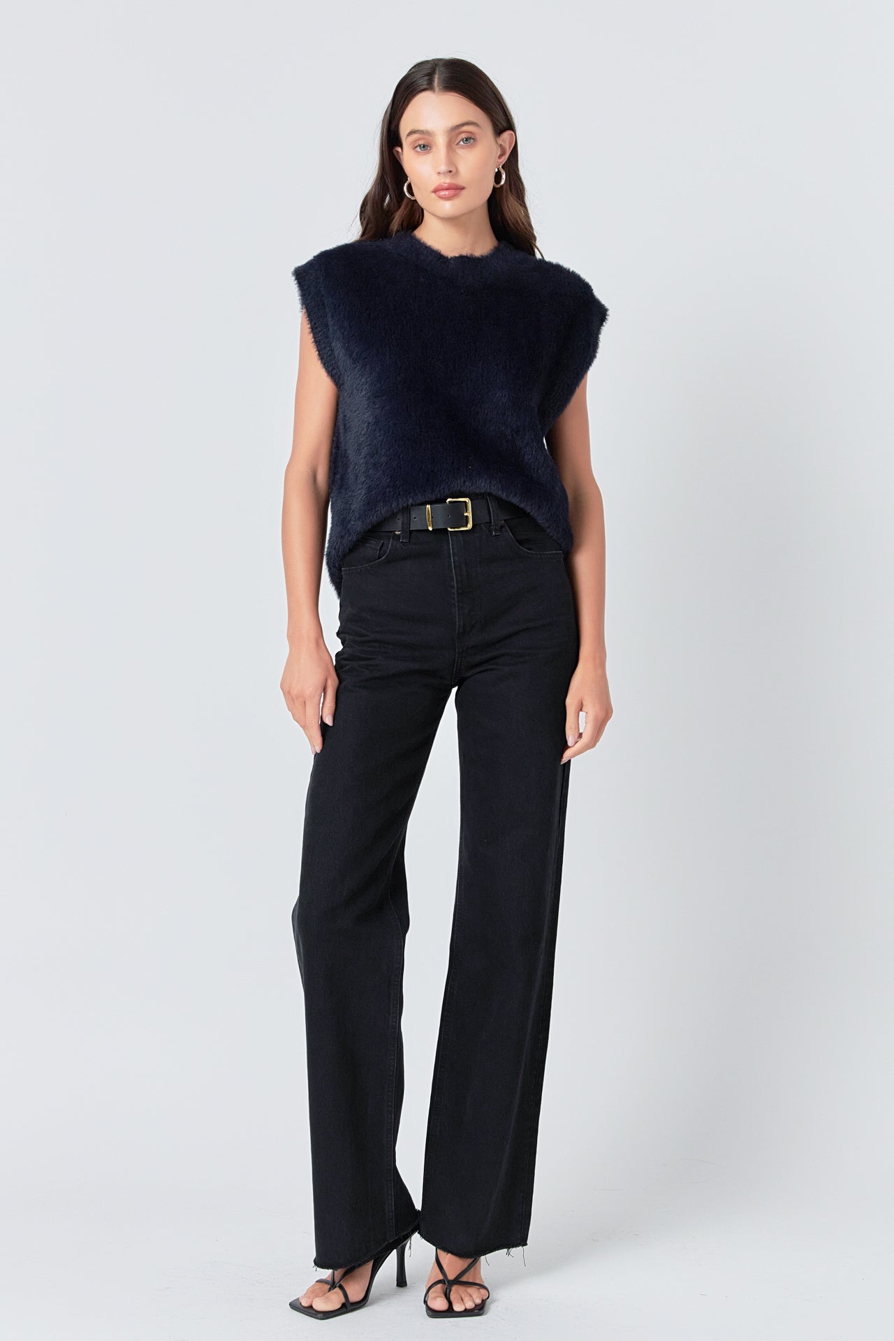 ENGLISH FACTORY - Feather Plush Knit Vest - TOPS available at Objectrare